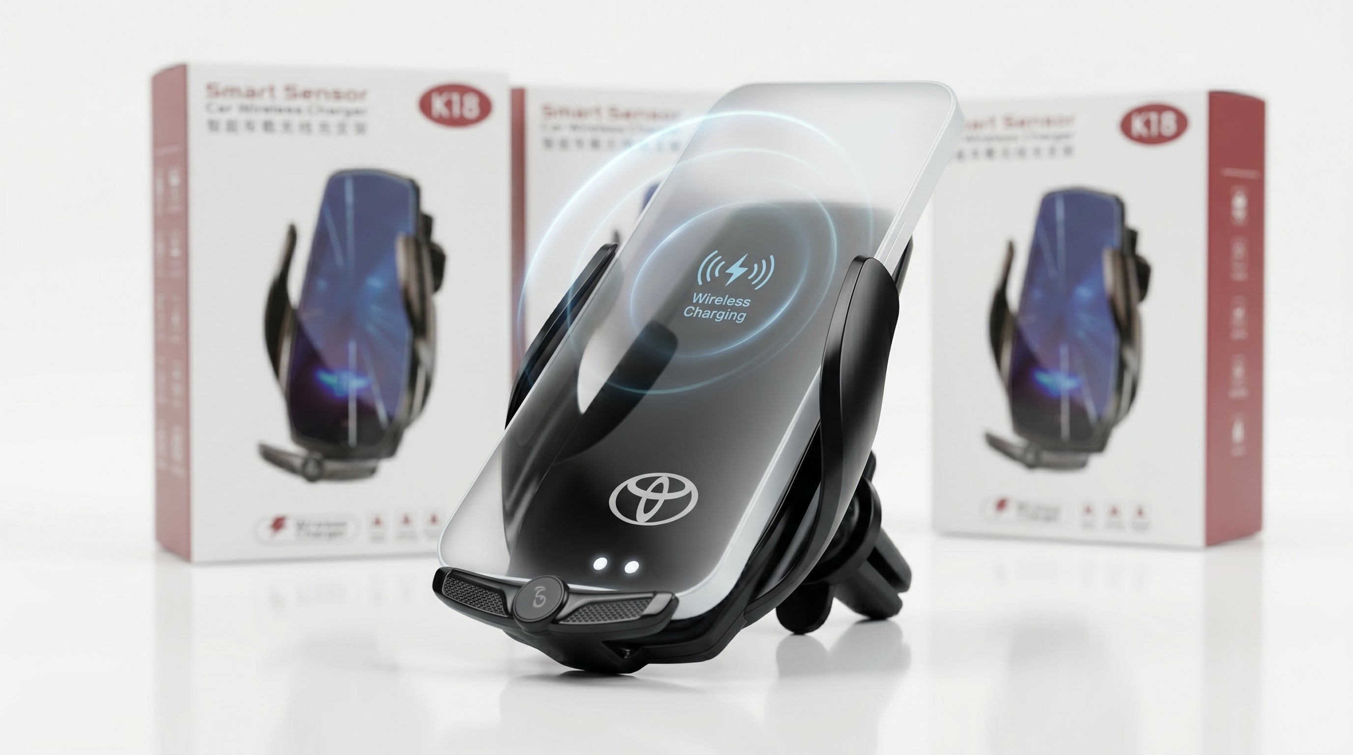 Fast Charging K18 Wireless Car Charger Suction Cup Car Mount Windshield Dash Air Vent Phone Holder Stand